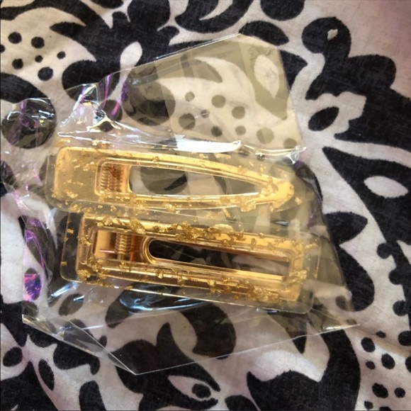 🔥NEW Embellished Gold Leaf & Clear Acrylic Hair Clips - Picture 2 of 2
